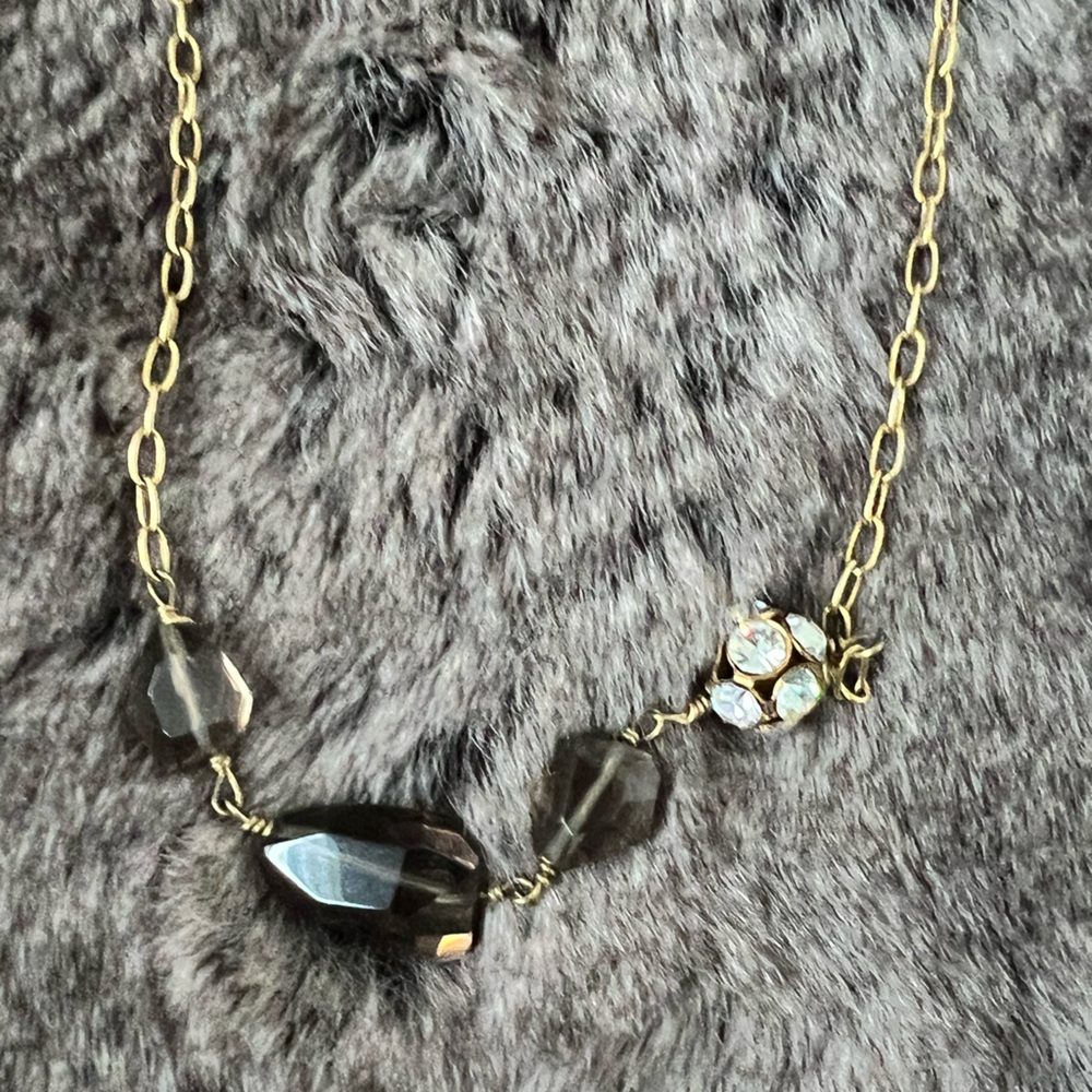 J. Crew Gold and Silver Necklace with Crystal Accents